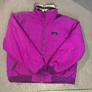Vintage LL Bean Warm Up Jacket, Fuschia with fleece lining